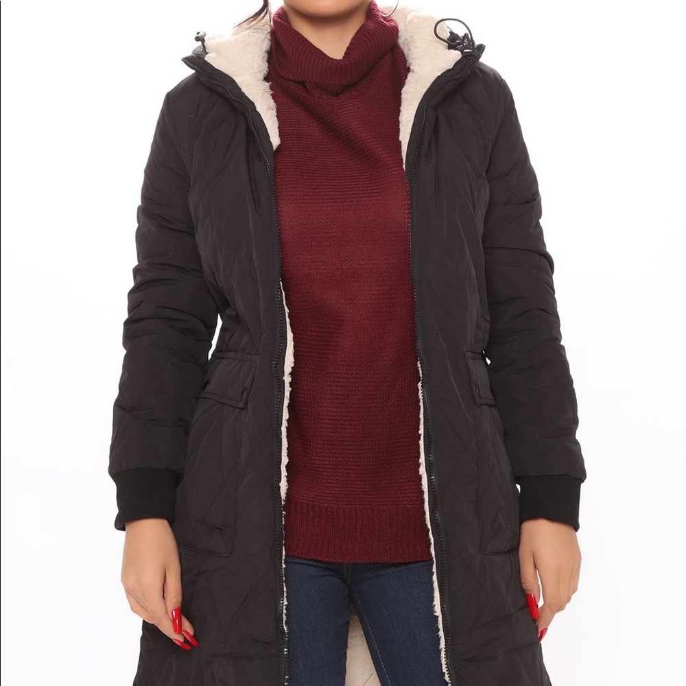 Bundled up reversible Sherpa jacket